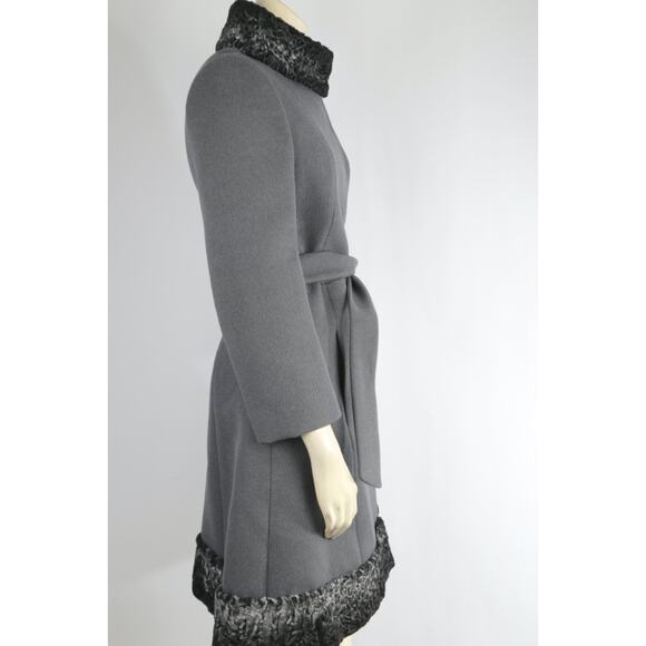 Vintage Lepshire Gray Mongolian Fur Belted Coat Jacket Women’s Size S Luxury - Picture 12 of 15